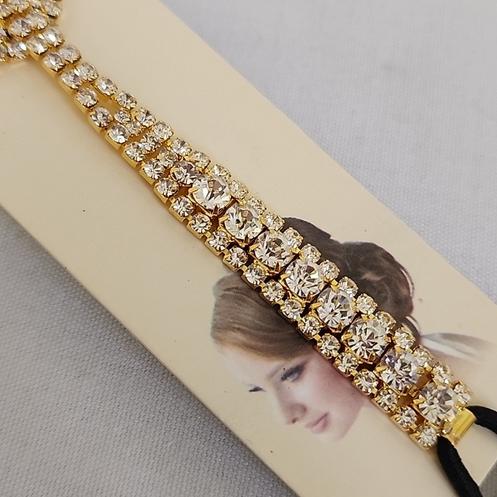 Gold Infinity Design Rhinestone Elastic Glam Headband NIP - Picture 6 of 6